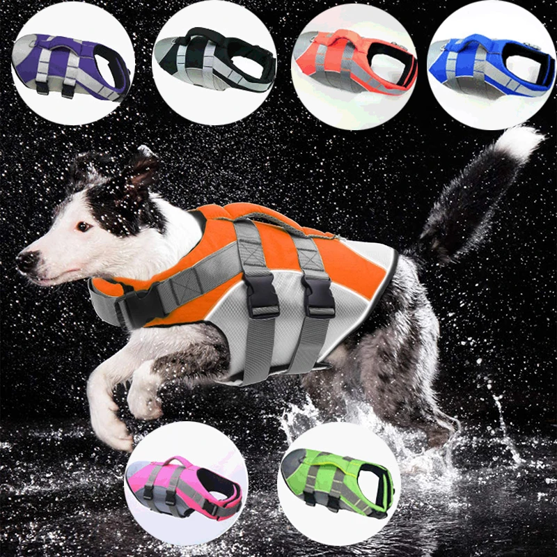 

Dog Life Jacket Pet Safety Rescue Swimsuit Dog Surfing Swimming Clothes Summer Vacation Oxford Breathable Bulldog Safety Clothes