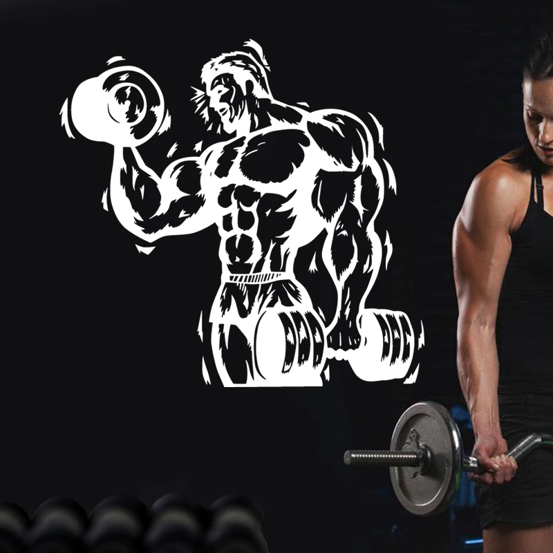 Фитнес наклейка для тренажерного зала гантели Стикеры бодибилдинга виниловые