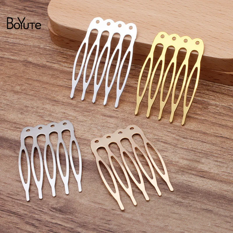 

BoYuTe (100 Pieces/Lot) 27*39MM Metal Iron 5 Teeth Hair Comb with 4 Holes Diy Hair Jewelry Accessories Handmade Materials