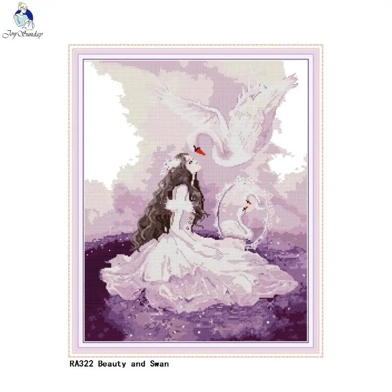 Картины красоты и лебедя Joy Sunday вышивка крестиком напечатанный холст наборы для