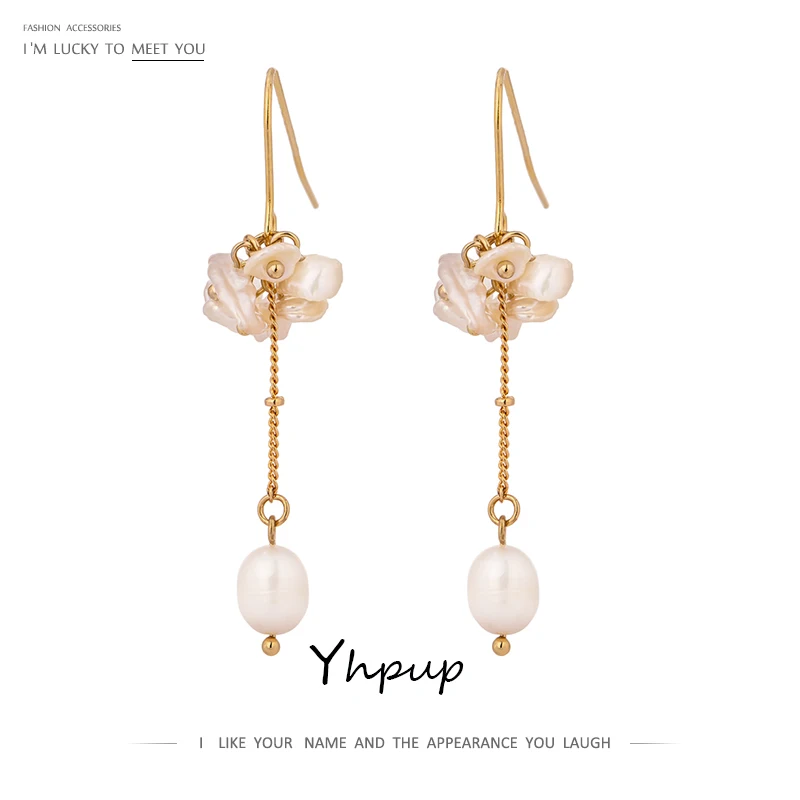 Женские Элегантные серьги подвески Yhpup длинные с натуральным жемчугом и длинной