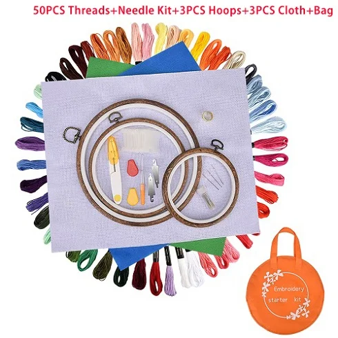 Threads Needles Kit Набор разноцветных игл для вышивания, набор ниток для вышивания, набор для вязания, набор для рукоделия, Швейные аксессуары с пинцетом - Цвет: Threads Needles Kit