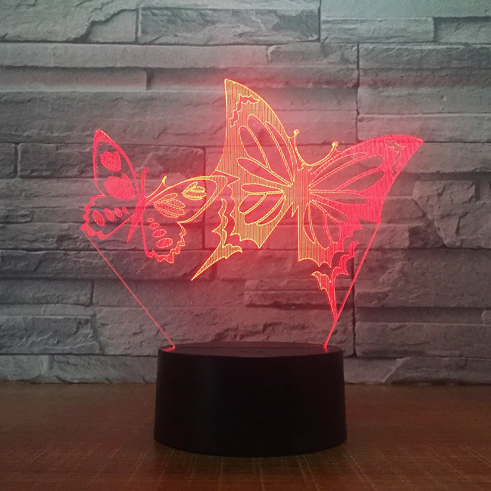 

Butterfly LED RGB Night Light 7 Color Change Desk Light Action Figure PVC Kids Toys Brinquedos Christmas Gift