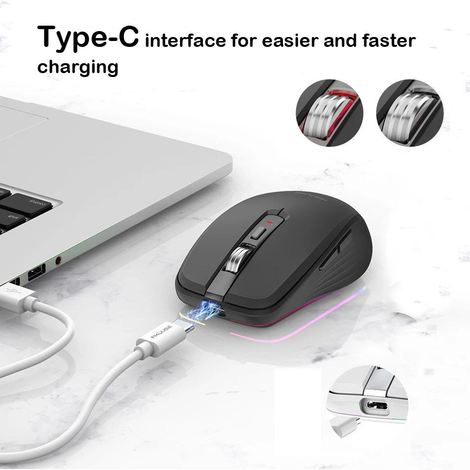 Original FMOUSE M303 Wireless Mouse Type-C Bluetooth&amp2.4G Dual Mode Rechargeable RGB USB Receiver 4 DPI Adjustable Volume | Компьютеры