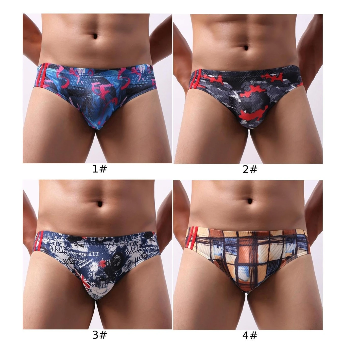 

Men's Briefs Sexy Lingerie Low Rise Underwear Print Briefs Breathable Comfortable Soft Bikini Underpants Male Clothes Summer