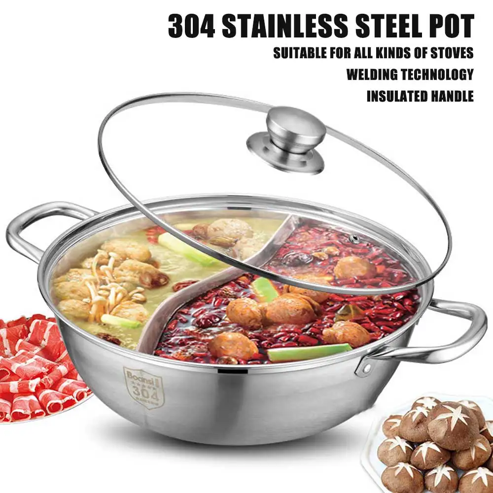 

Two-Flavor Hot Pot Household Hot Pot Thickened Induction Cooking Special Pot Stainless Steel Soup Hot Pot Clear Soup Boiler