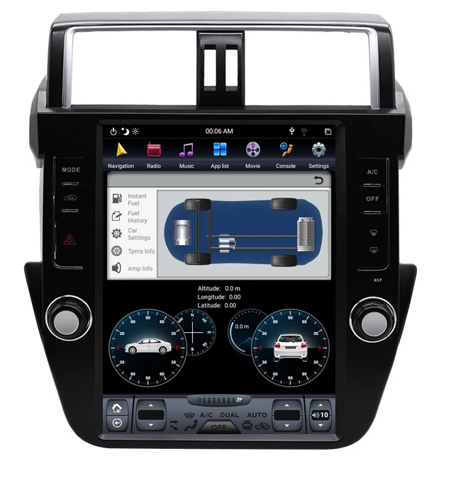 

12.1" tesla style vertical screen android 9.0 Six core Car GPS radio Navigation for Toyota prado 2014-2016