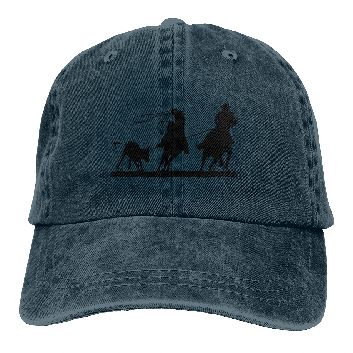 

Team Roping Silhouette Washed Cotton Pure Color Light Board Men's Baseball Cap Stitching Dad Hat