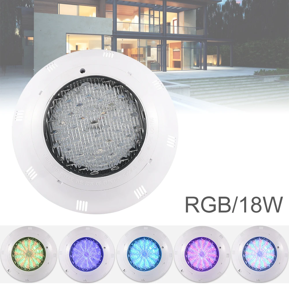 

AC12V LED RGB Submersible Light IP68 18W UnderWater Multi-Color Spotlight with Base for Pond / Swimming Pool / Outdoor Lighting
