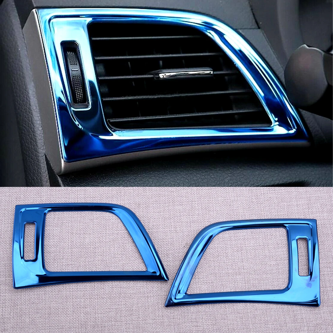 

CITALL 1 Pair Interior Dashboard Side Air Vent Outlet Cover Trim Fit for Nissan Sentra 2016 2017 2018 2019 Blue Stainless Steel