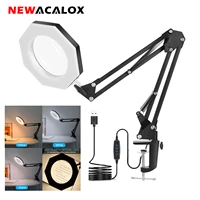 newacalox table clamp usb 5x folding magnifier soldering third hand tool desk lamp 3 colors led illuminated magnifying glass