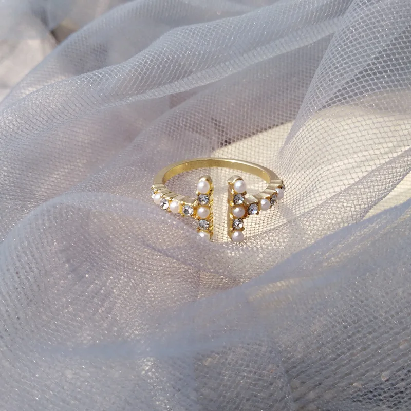 

Temperament Pearl Ring For Women opening Adjustable Joint Index Finger Rhinestone Metal Ring Accessories Jewelry Gifts for Girls