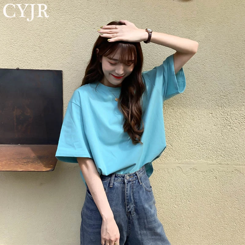 

Women Casual O-neck Hipster Tshirt Top 2021 Summer short sleeve T-Shirt Women Tee Shirt Loose Solid Basic T Shirt