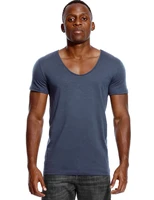 scoop deep v neck t shirt for men low cut vneck wide vee top tees fashion male tshirt invisible undershirt slim fit short sleeve