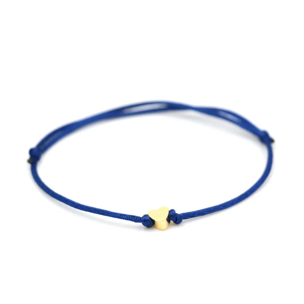 Золотистый браслет в форме сердца веревочный на удачу для женщин детей девочек