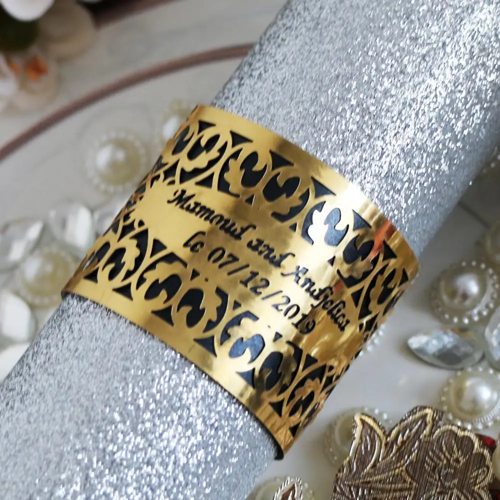 100 шт./лот металлическое бумажное кольцо для салфетки держатель на заказ слово