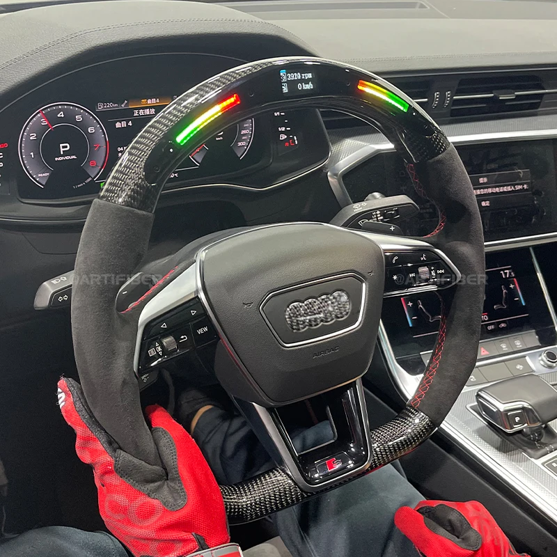 100% реальное углеродное волокно светодиодный фонарь рулевое колесо для Audi A6 S6 S7