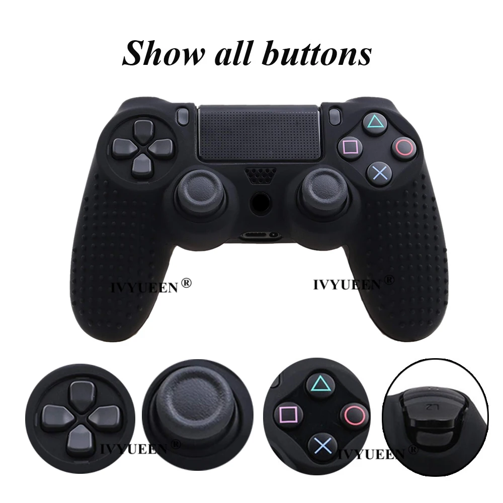 IVYUEEN силиконовый чехол с шипами для sony playstation 4 PS4 Pro тонкий контроллер защитный чехол для джойстика с 2 захватами для большого пальца