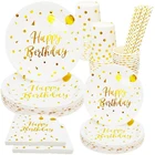 Горячая Распродажа позолоченный День рождения фестиваль Свадьба Вечеринка одноразовая посуда бумажный Стакан бумажный лоток нож вилка ложка