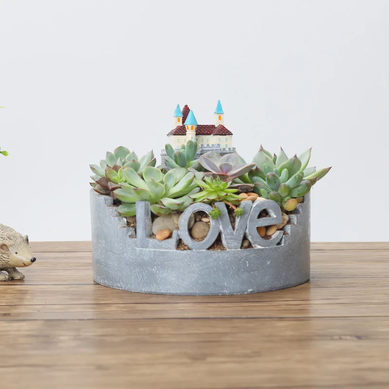 

TECHOME Resin Succulent Pot William Castle Creative Garden Pot Home Couple Flowerpot Decoration Indoor Planter Bonsai Ornaments