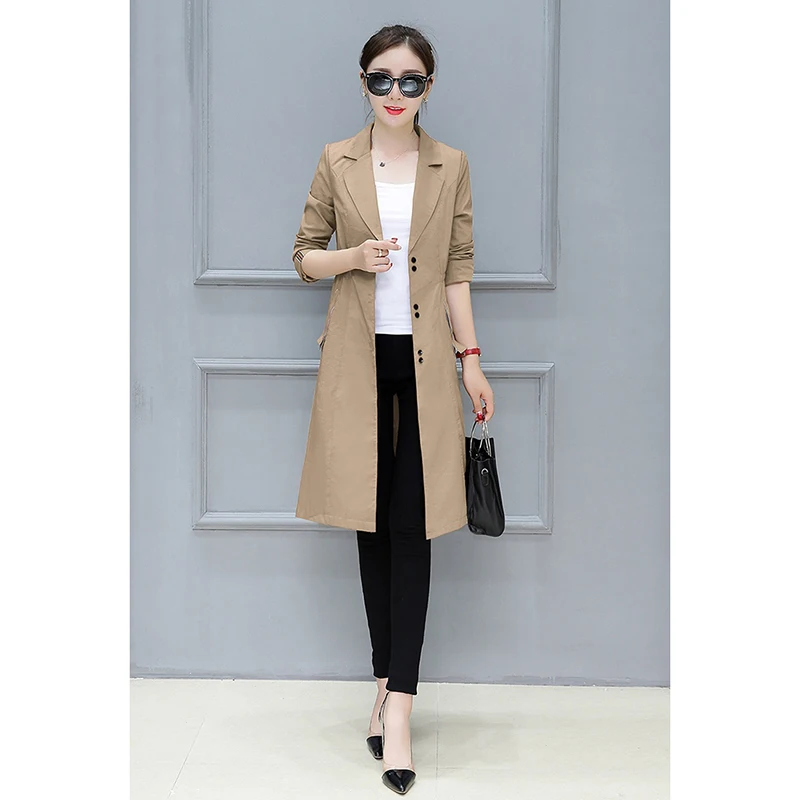 Женский Тонкий тренчкот средней длины элегантная верхняя одежда Ветровка из