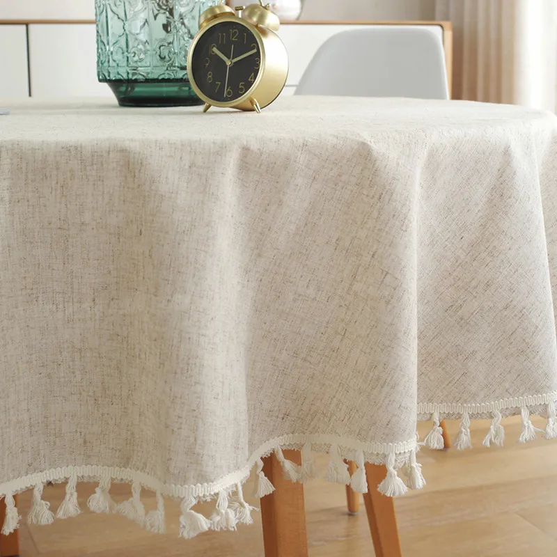 round tablecloth white tassel decor tablecloth for table tea round table map linen table cover round christmas table cloth free global shipping