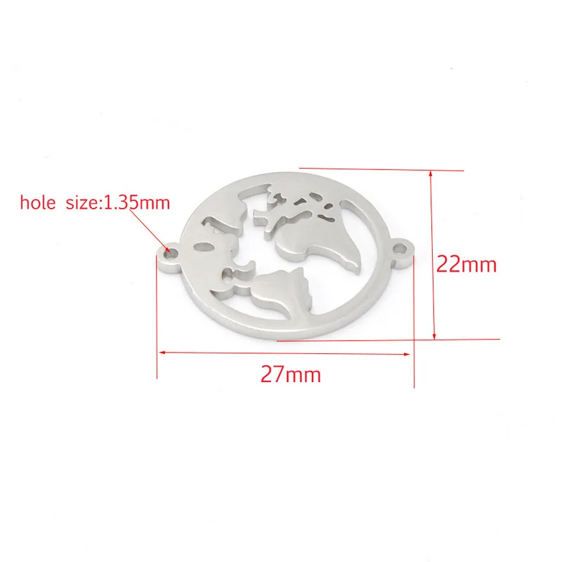5 шт./лот подвески из нержавеющей стали соединители Карта мира аксессуары ручной