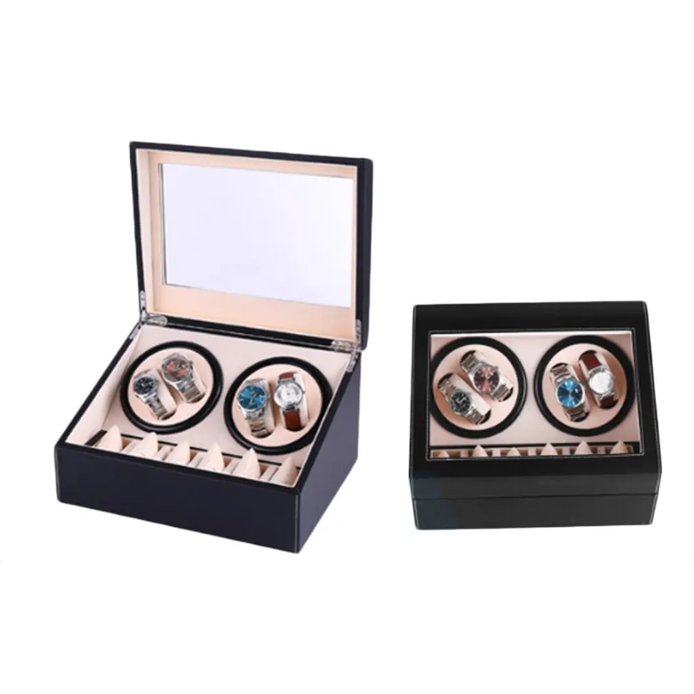 

Auto Wooden Watch Winder Watch Storage Box Winder Case Transparent Cover Wristwatch Box Single/Double Head Motor US/EU/AU Plug