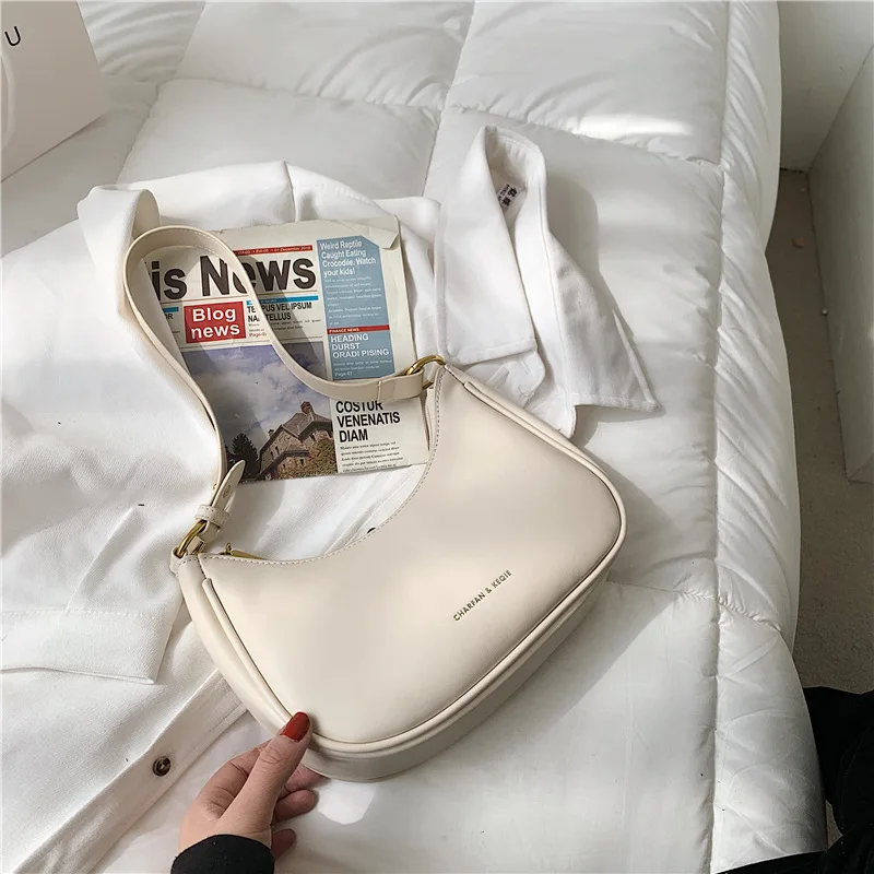 

Fashion PU Leather Ladies Armpit Bag Retro Nylon Female Hobos Handbag Vintage Design Women Baguette Shoulder Bag Clutch Purse
