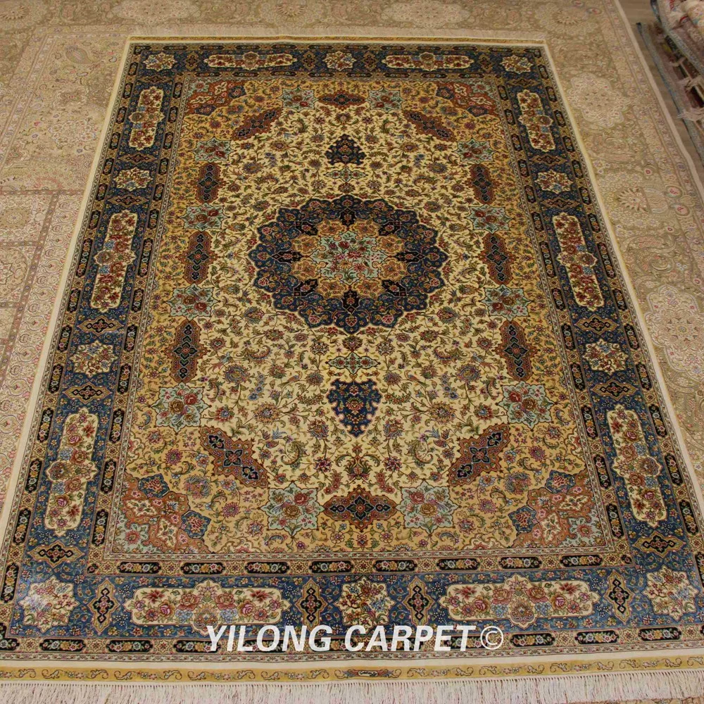 Yilong 6 'x 9' персидский шелковый ковер ручной работы традиционный дизайн