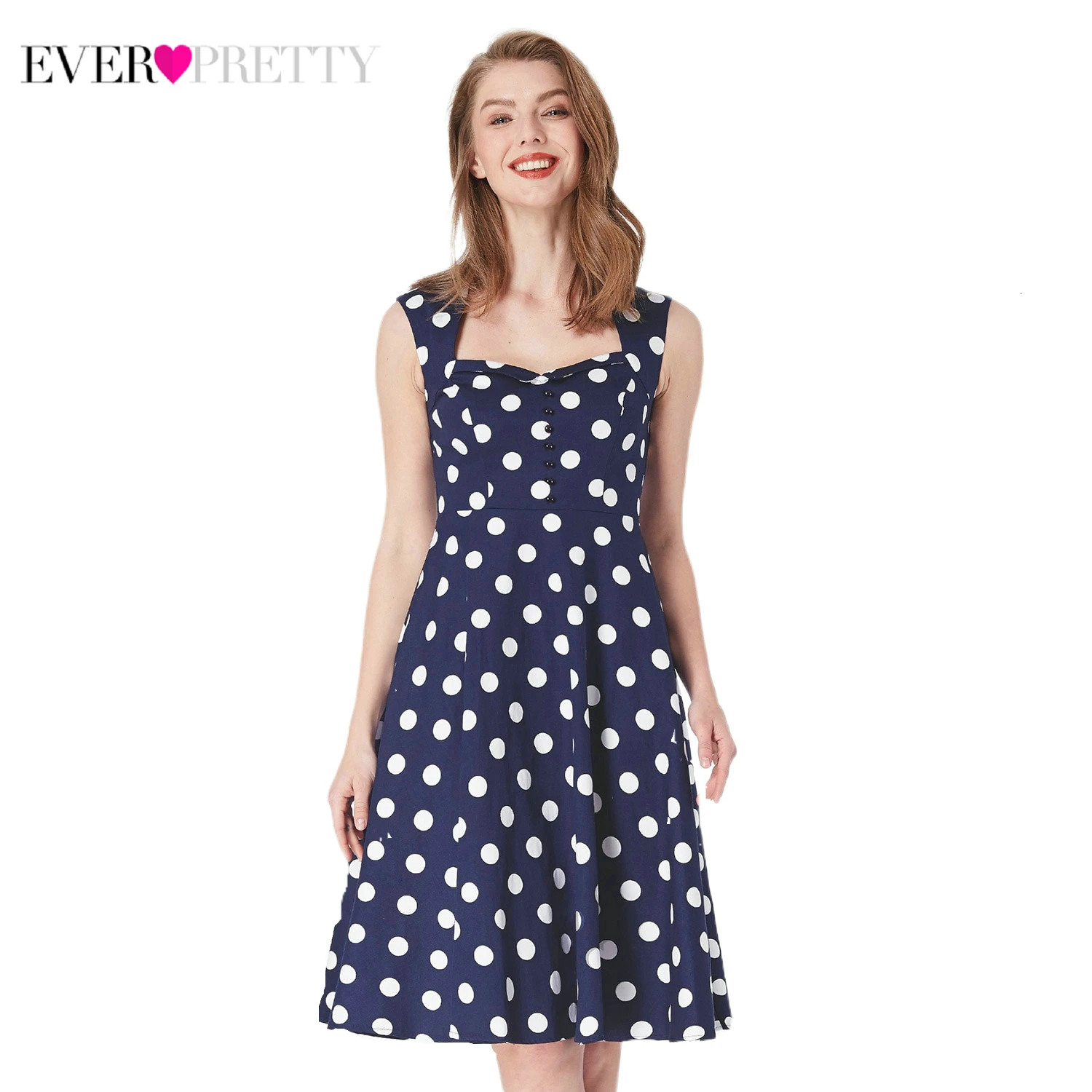 Темно-синие платья в горошек для выпускного вечера Ever Pretty A-Line с v-образным вырезом и рукавами-крылышками Элегантные короткие платья для выпускного платья Vestidos Cortos
