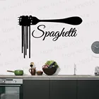 Виниловая наклейка PW356 на стену спагетти-вилка, декор для интерьера итальянского ресторана, наклейки на окно и стекло, Фреска с вилкой, французское искусство