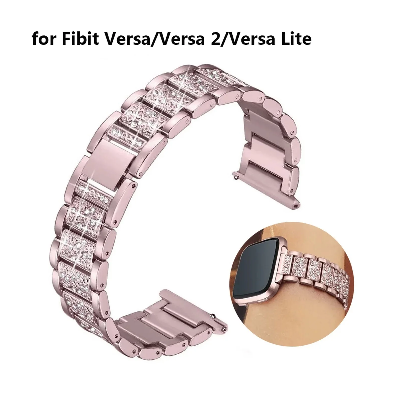 

Applicable or compatible Bling Smart Watch Replacement Bands for Fitbit Versa/Versa 2 Straps for Women Dressy Metal Bracelet Wr