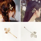 Заколка для волос женская, металлическая, с тремя листьями, элегантная, в Корейском стиле, 1 шт.