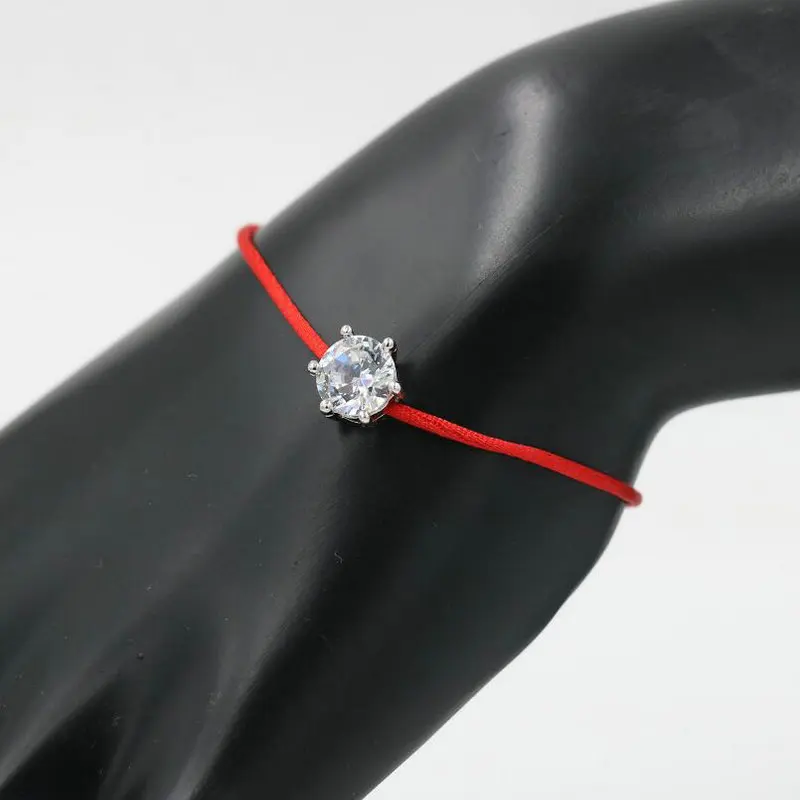 Anillo Для женщин красный канат Нитки строка браслет Серебряный Цвет AAA кубического