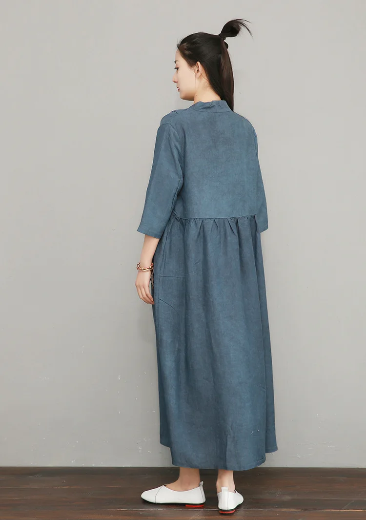 NINI WONDERLAND, летнее платье с v-образным вырезом,, женское, Tencel, льняное, винтажное платье, женское, одноцветное, длинное платье, халат, высокое качество