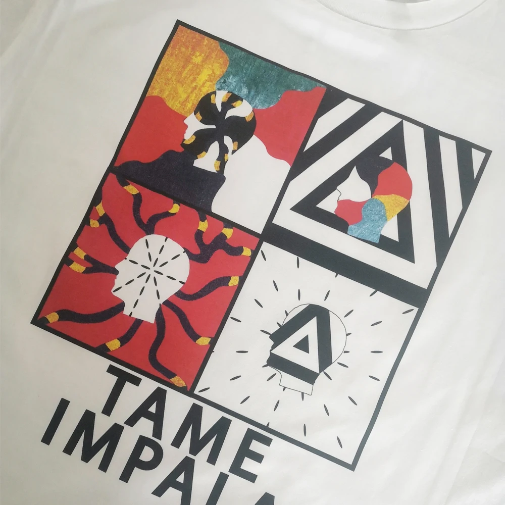 Tame Impala печать логотипа футболки мужской короткий рукав Футболка с круглым