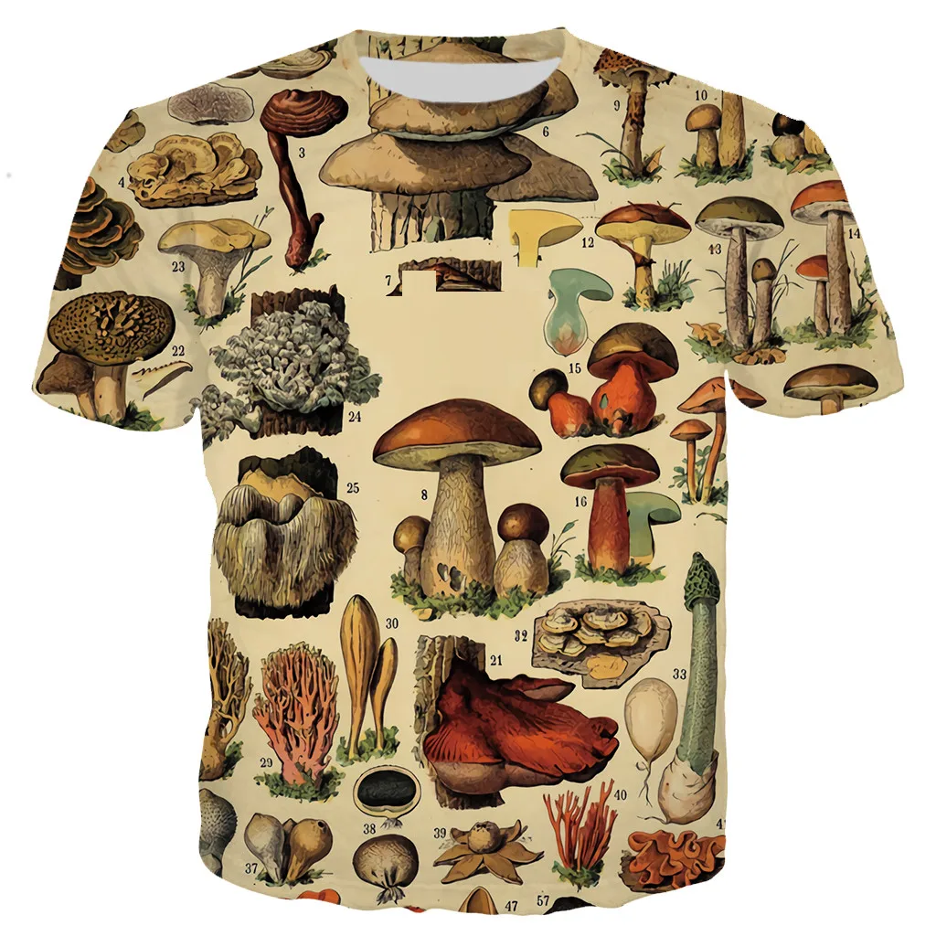 Футболка с 3D принтом грибов для мужчин и женщин стильная тенниска крутая майка в