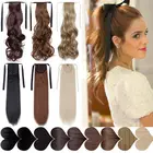 S-noilite 18 дюймов Волнистые зажимы для конского хвоста наращивание волос накладной хвост шиньон синтетический конский хвост для женщин
