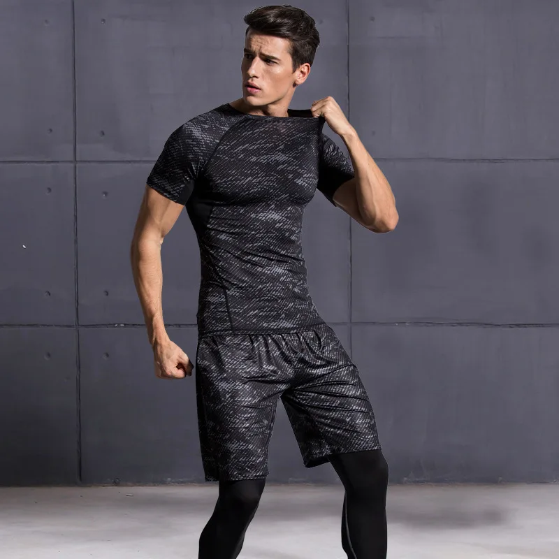 

Abbigliamento sportivo da uomo Jogging Fitness tuta sportiva a elastica d allenamento traspirante Set da corsa per allenamento