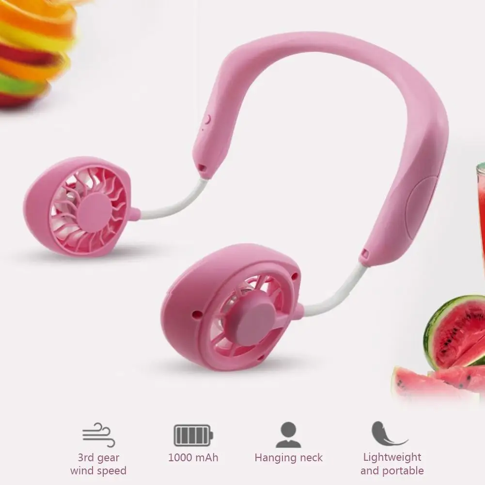 

Outdoor Portable Lazy Hanging Neck USB Rechargeable 3 Speed Cooling Fan Cooler
