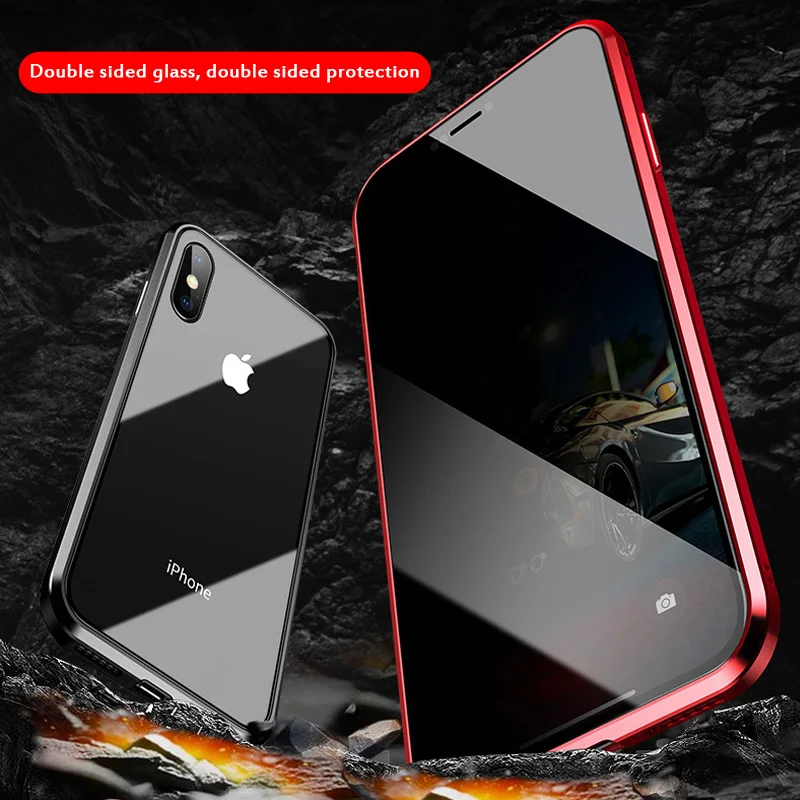 Защитное закаленное стекло + Магнитный чехол для телефона iPhone 7 8 Plus X XS MAX XR Fundas