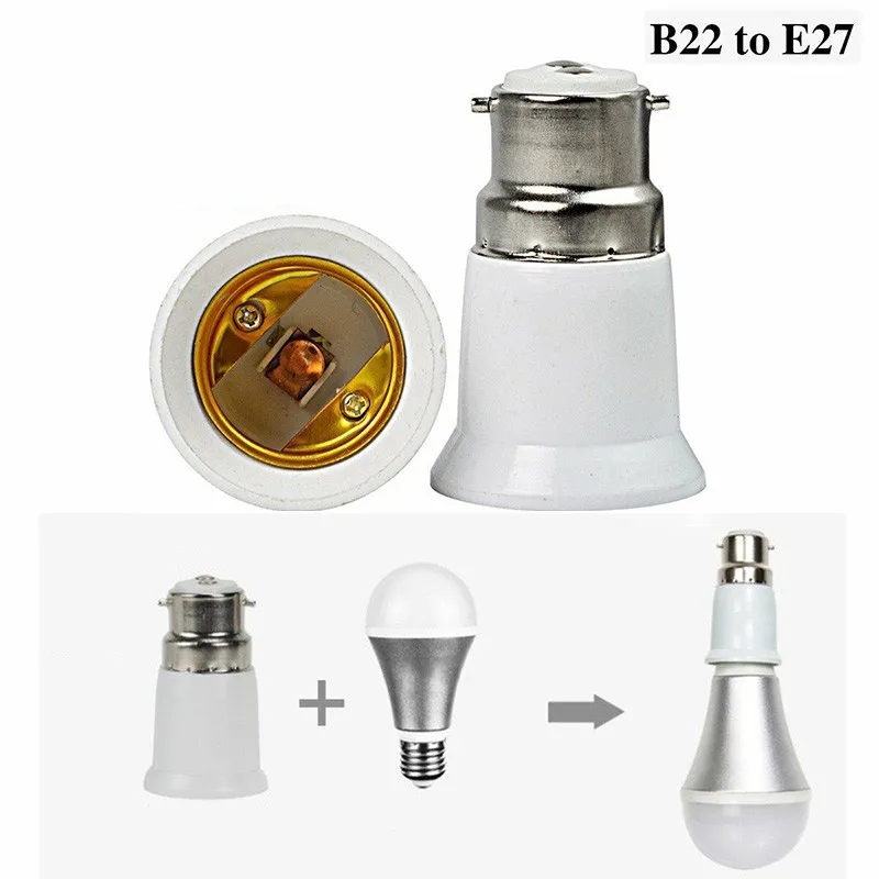 

B22 Bayonet To E27 Screw Bulb Adapter Light Lamp Base Conversion Lamp Holder, Outside B22 Inside E27 Lamp Holder Lamp Holder