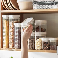 plastic food container sealing storage canister with lid cereal seasoning jar keep fresh sealed flour tank kitchen storage can