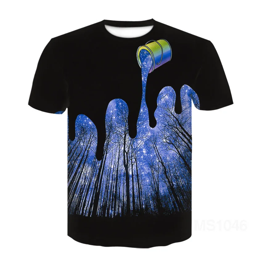 Футболка Мужская/женская с 3D принтом ночного неба Повседневная летняя