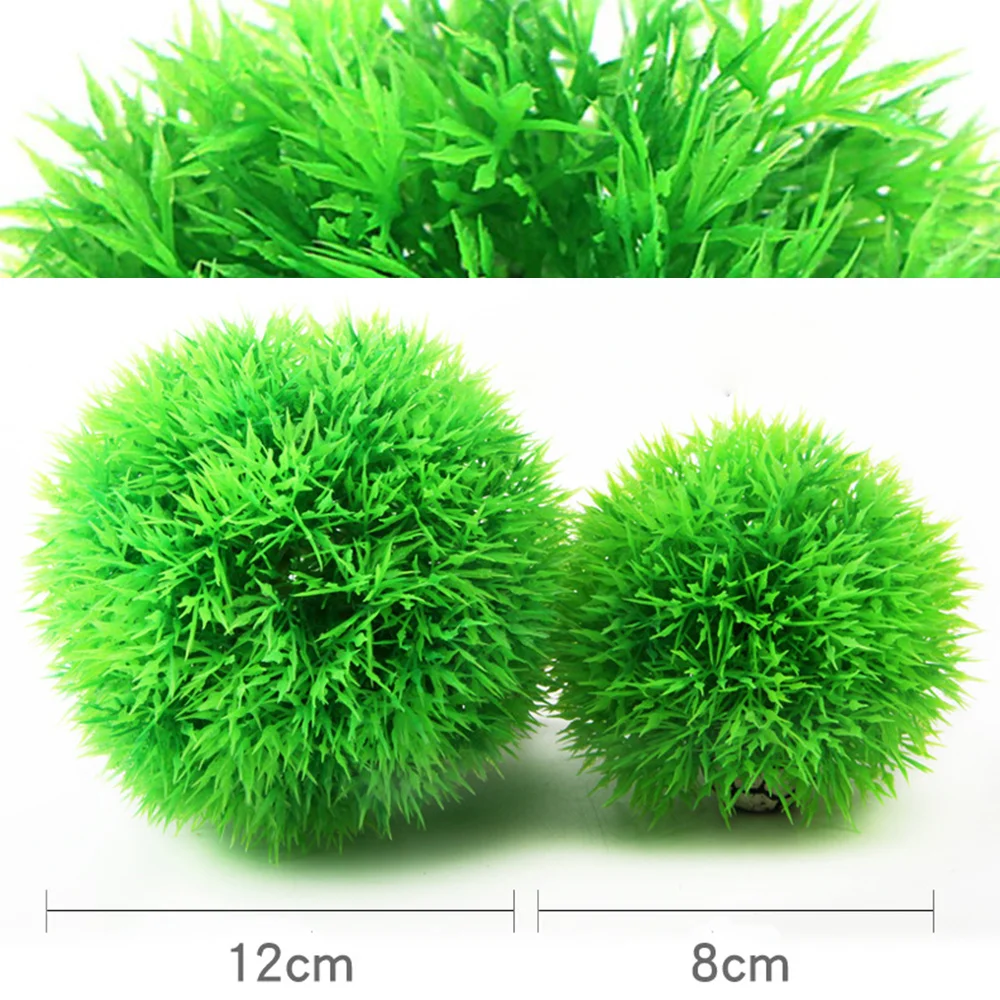 Аквариум для рыб искусственная зеленая трава шар водные растения растение
