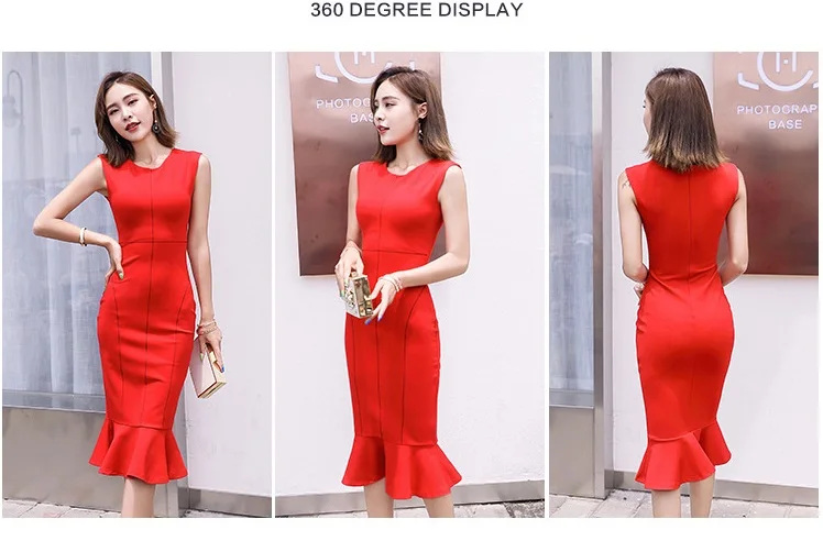 

The new female summer tight sexy solid color fashion fishtail skirt female temperament commuter slim fit buttocks women's dress