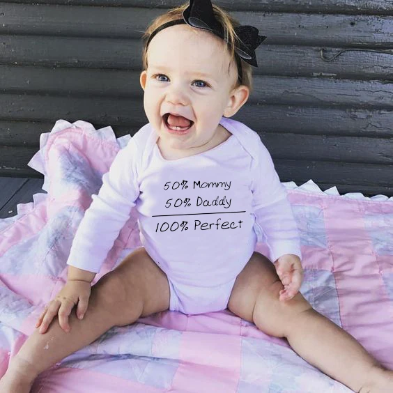 Детский комбинезон с длинным рукавом 50% Осень + Зима папа = 100% | Мать и ребенок