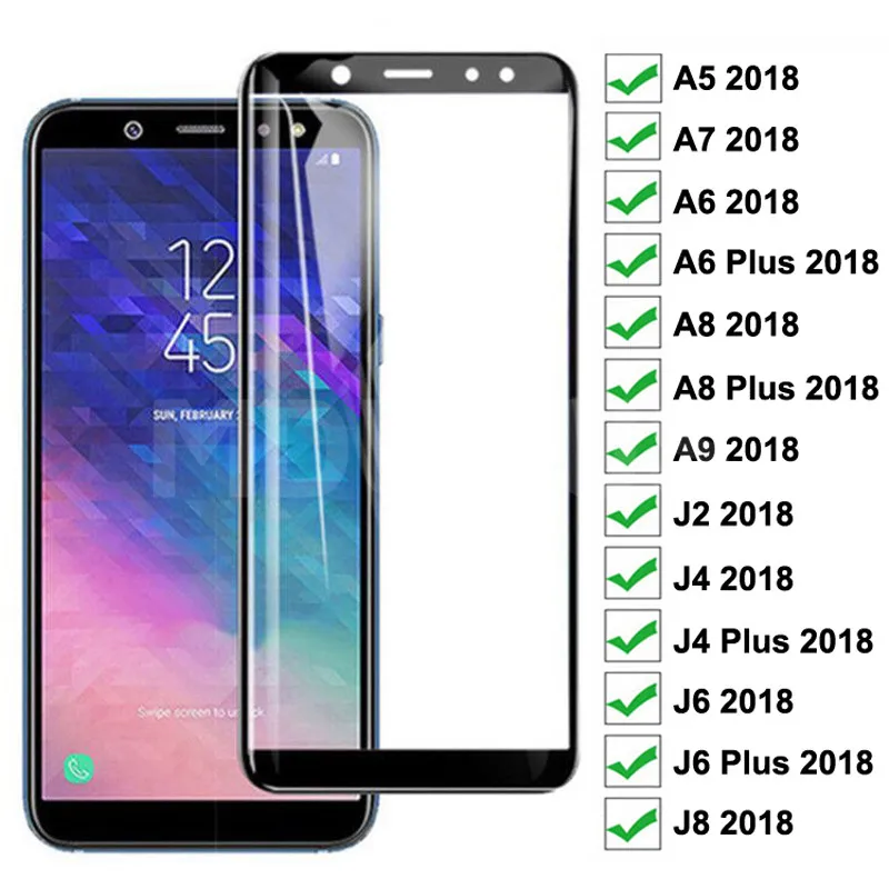 9D Защитное стекло для Samsung Galaxy A6 A8 J4 J6 Plus 2018 защита экрана из закаленного стекла A5 A7