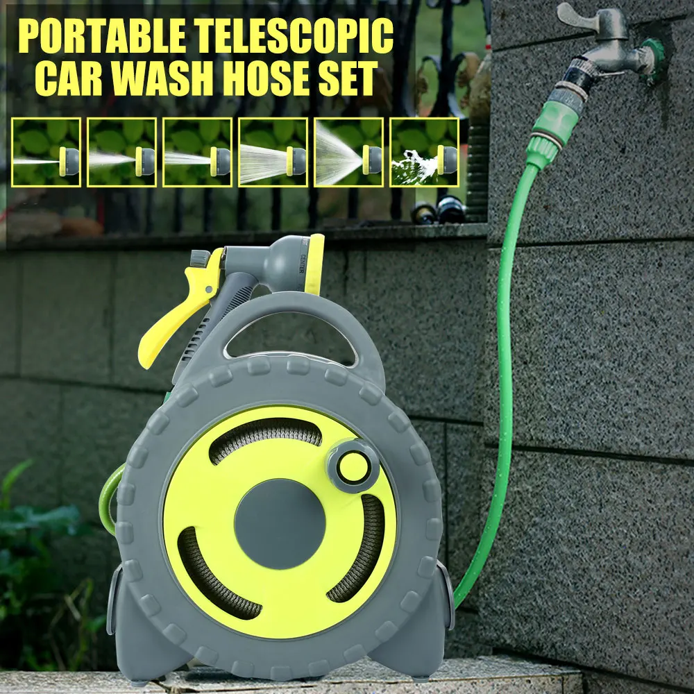 Портативный садовый шланг катушка многофункциональная насадка для полива